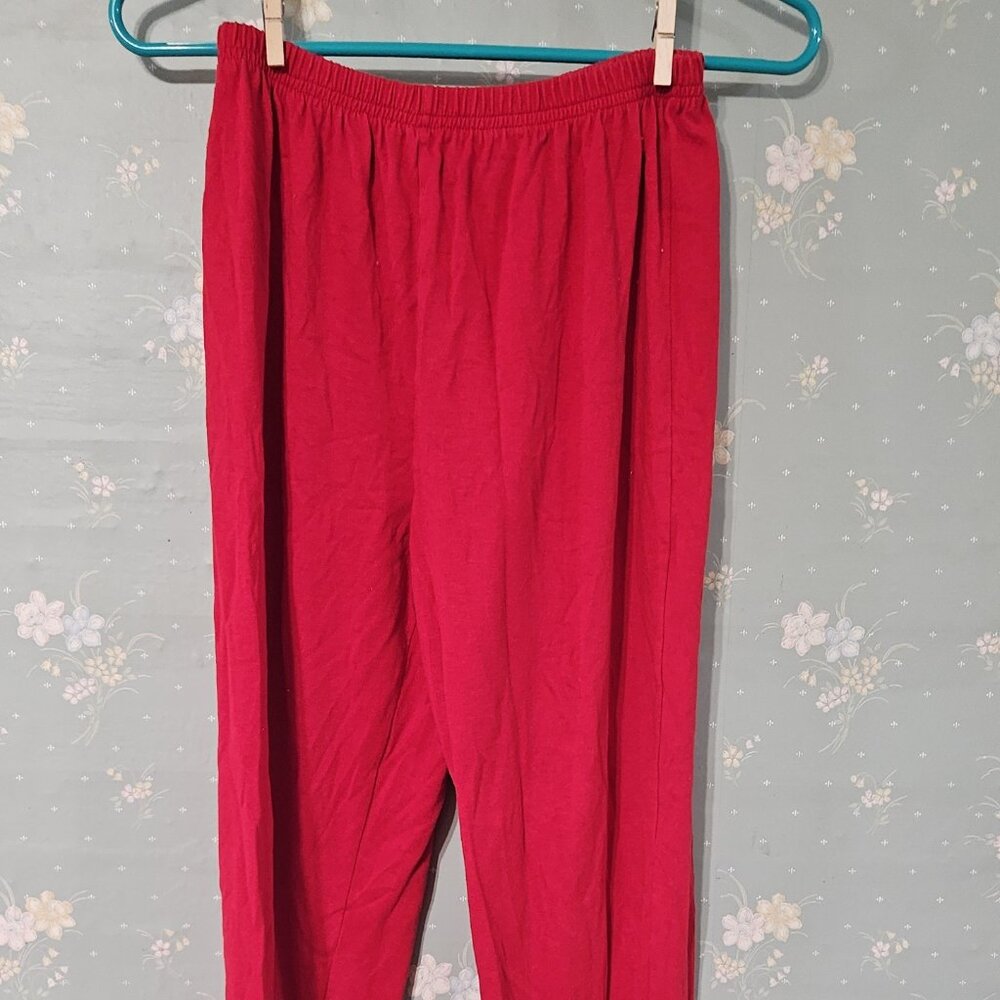 Red Pull-On Pants  - Elastic Waist - Soft Knit - Size Medium